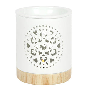 White Mandala Cut Out Oil Burner and Wax Warmer