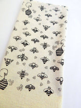 Load image into Gallery viewer, Bee Kitchen Towel, Handprinted Tea Towel
