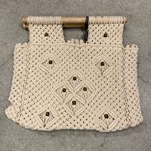 Load image into Gallery viewer, Macrame Shopper Bag with Wooden Handle
