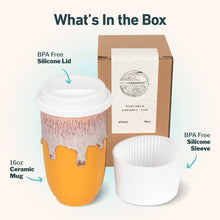Load image into Gallery viewer, Nova Ceramics Travel Mugs - Grapefruit Ceramic Travel Mug – 16oz with Lid &amp; Sleeve
