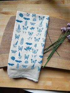 Butterfly Kitchen Towel, Handprinted Tea Towel