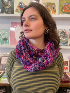 Hand Dyed Merino Wool Cowl Infinity Scarf-Punch