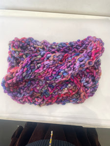 Hand Dyed Merino Wool Cowl Infinity Scarf-Punch