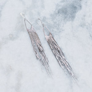 Long Diamond Tassel Earrings