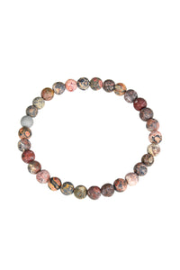Red Leopard Skin Stone Bead Bracelet B2001: 4MM