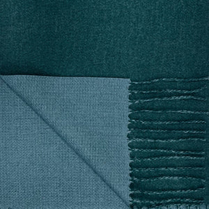 Reversible two tone coloured plain cashmere blend scarf: Teal