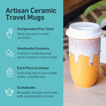 Load image into Gallery viewer, Nova Ceramics Travel Mugs - Grapefruit Ceramic Travel Mug – 16oz with Lid &amp; Sleeve
