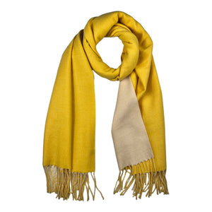Reversible two tone coloured plain cashmere blend scarf