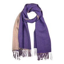 Load image into Gallery viewer, Reversible two tone coloured plain cashmere blend scarf
