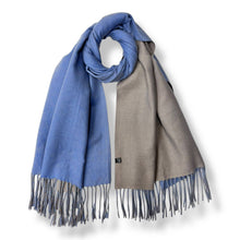 Load image into Gallery viewer, London Scarves - Reversible two tone coloured plain cashmere blend scarf: Denim
