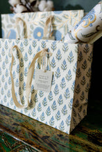 Load image into Gallery viewer, Hand Block Printed Gift Bags (Medium) - Blue Stone
