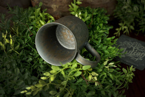 Silver Ceramic Mug with Bronze Drip Glaze