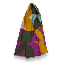 Load image into Gallery viewer, London Scarves - Retro print on cashmere blend scarf finished with fringes: Gray
