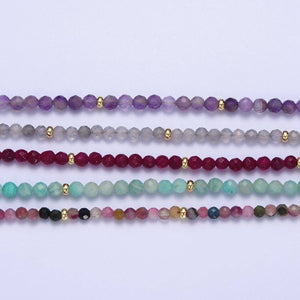 Dainty Beaded Necklace Tourmaline, Ruby