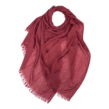 Load image into Gallery viewer, Classic plain cotton blend scarf finished with fringes
