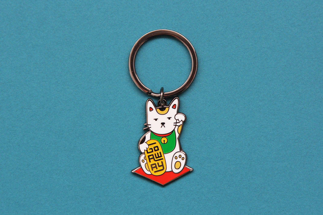 JaneLi.Co - Go Away Maneki Neko Cat Enamel Keychain