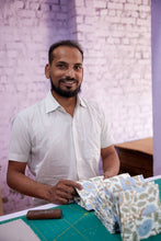 Load image into Gallery viewer, Hand Block Printed Gift Bags (Small) - Blue Stone
