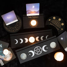 Load image into Gallery viewer, Black Moon Phase Tarot Card Stand Tealight Holder
