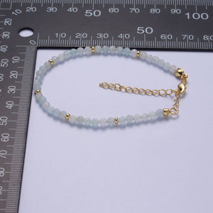 Handmade Blue Moonstone / Yellow Citrine Bead Bracelet 6.5"