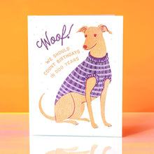 Load image into Gallery viewer, Woof! Dog Years Birthday - Risograph Card
