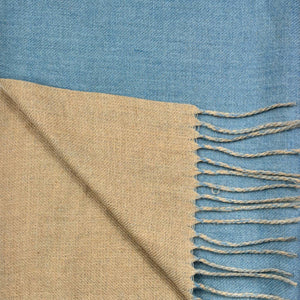 Reversible two tone coloured plain cashmere blend scarf: Baby Blue