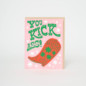 Kick Ass Cowboy Boot Letterpress Greeting Card by Hello!Lucky