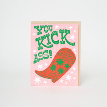 Load image into Gallery viewer, Egg Press Manufacturing - Kick Ass Cowboy Boot Letterpress Greeting Card by Hello!Lucky: Paper tab
