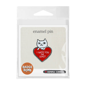 I Hate You The Least Cat Valentine's Day Heart Enamel Pin