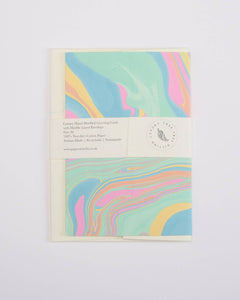 Hand Marbled Greeting Card - Free Spirit Pastel Punch