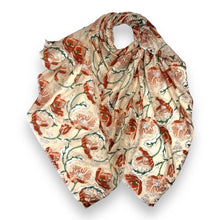 Load image into Gallery viewer, Summer poppy flower print scarf
