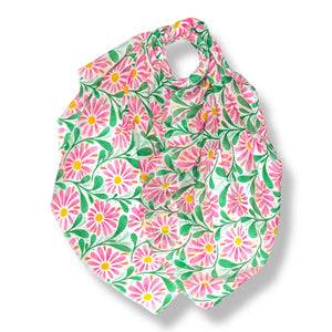 Daisy Flowers With Leaves Scarf - Yellow Blue