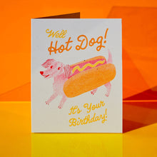 Load image into Gallery viewer, Hot Dog - Risograph Birthday Card
