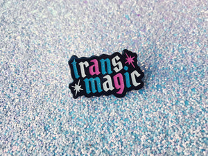 Trans Magic Enamel Pin - Glitter Trans Flag Colors