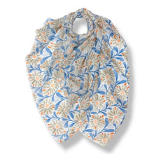 Load image into Gallery viewer, Daisy Flowers With Leaves Scarf - Blue Grey
