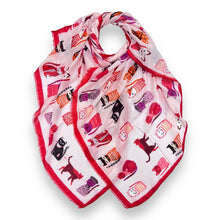 Load image into Gallery viewer, Cats wearing hats print scarf

