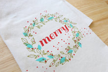Load image into Gallery viewer, The High Fiber - Christmas Kitchen Towel, Merry, Handprinted Towel
