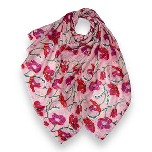 Summer poppy flower print scarf