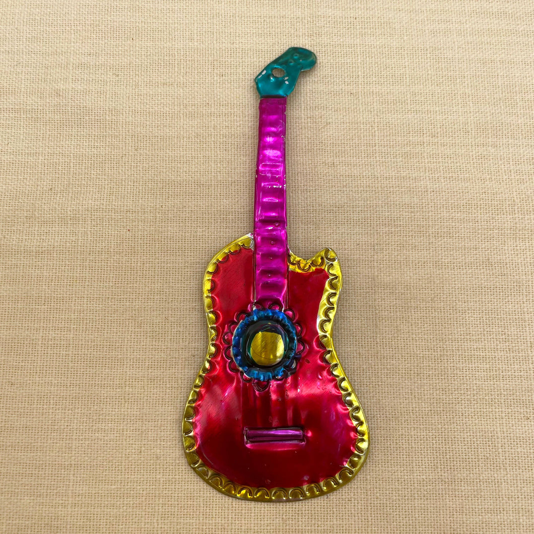 Guitar Tin Ornament, Mexico