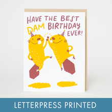 Load image into Gallery viewer, Egg Press Manufacturing - Birthday Beavers Punny Letterpress Greeting Card by Hello!Lucky: Paper tab
