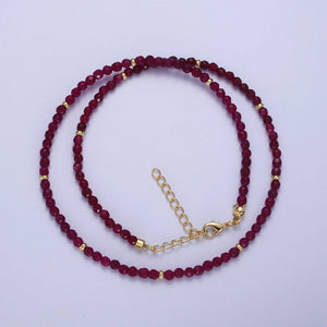 Dainty Beaded Necklace Tourmaline, Ruby