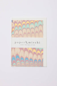 Hand Marbled Greeting Card - Scallops Mint Rose