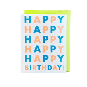 Happy Birthday Check Repeat - Risograph Greeting Card