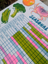 Load image into Gallery viewer, Seasonal Produce Guide |  11"x14" Risograph Print | Christina Hu

