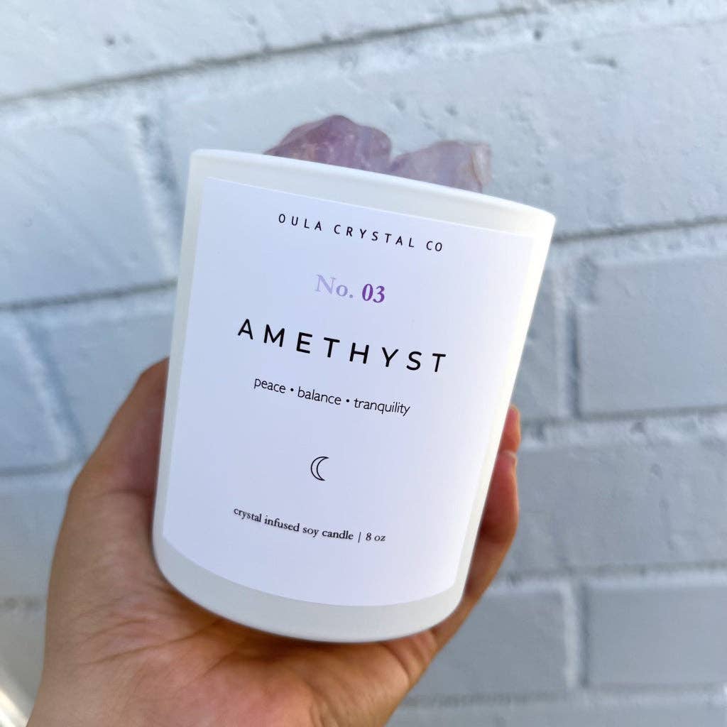Amethyst Crystal Candle · Crystal Infused · 8oz