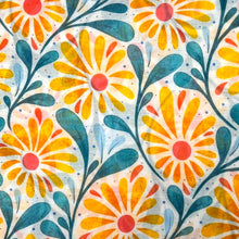 Load image into Gallery viewer, Daisy Flowers With Leaves Scarf - Yellow Blue
