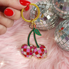 Load image into Gallery viewer, Disco Cherry Enamel Keychain
