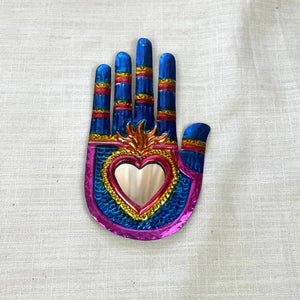 Tin Hand w/ Heart Mirror, Mexico