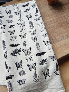 Butterfly Kitchen Towel, Handprinted Tea Towel