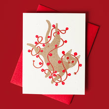 Load image into Gallery viewer, Tangled String Lights Cat - Risograph Card
