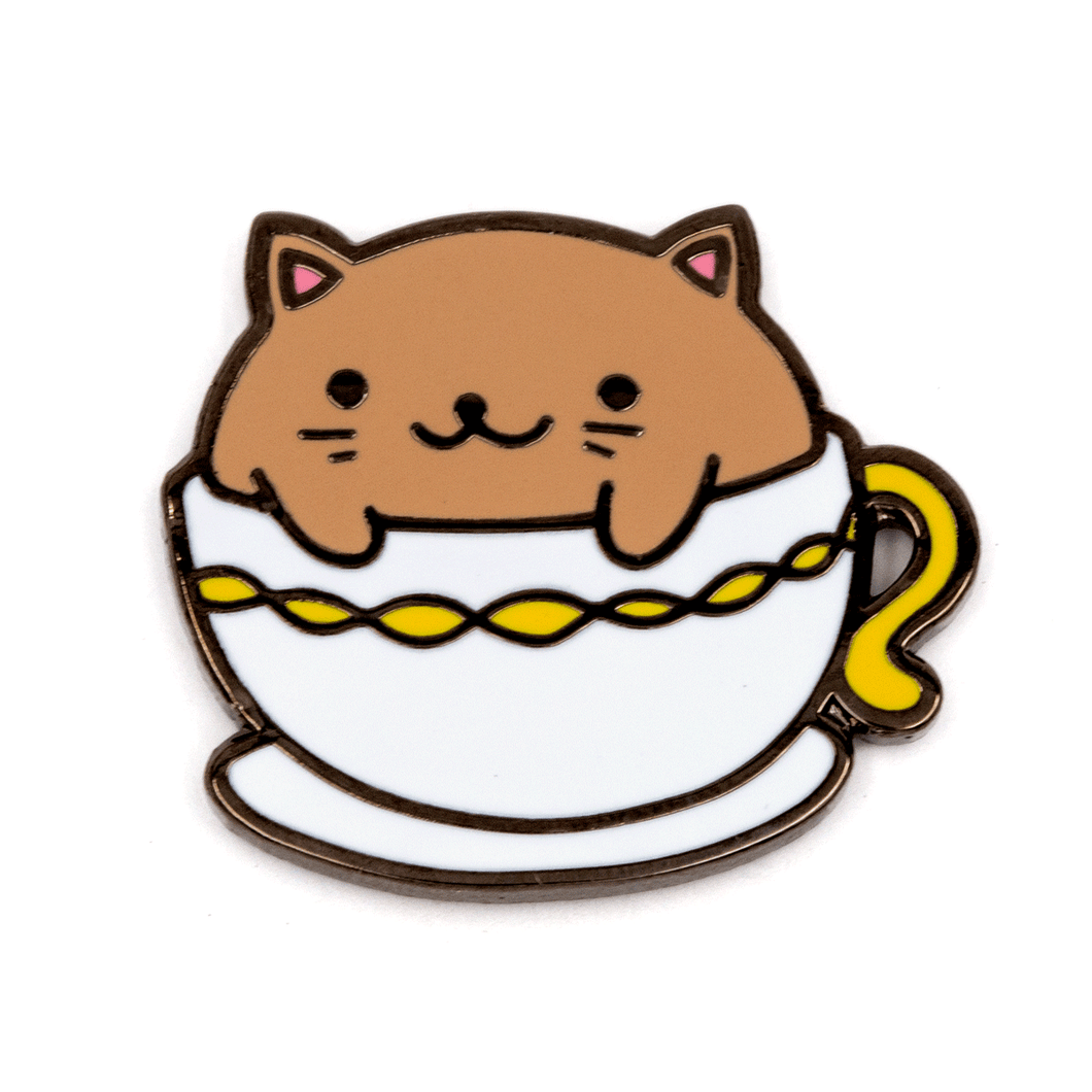 Cat Tea Cup Enamel Pin